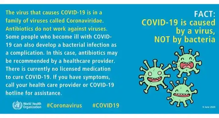 Covid 19 is caused by virus not bacteria